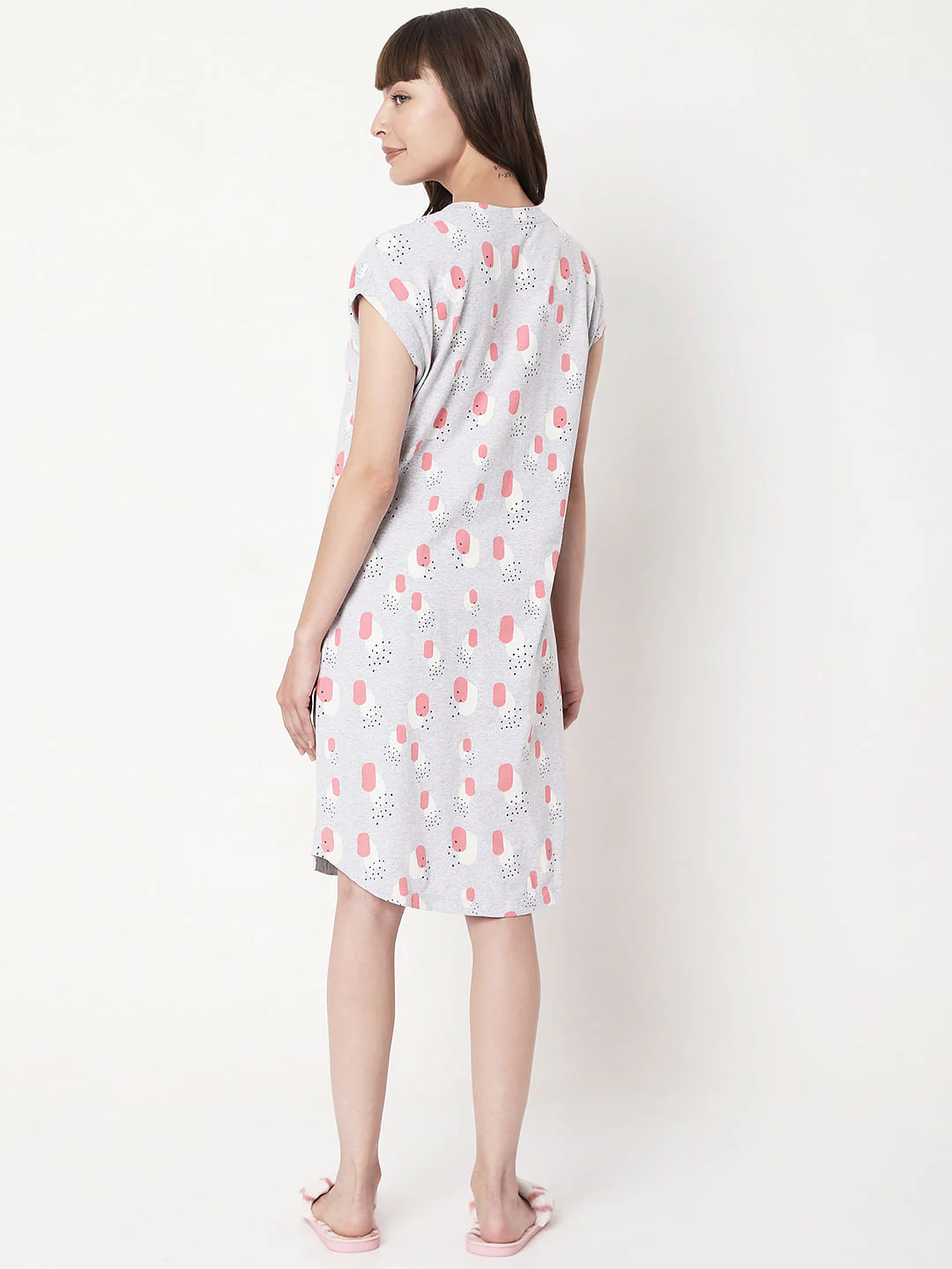 Grey Printed Night Dress - Image 5