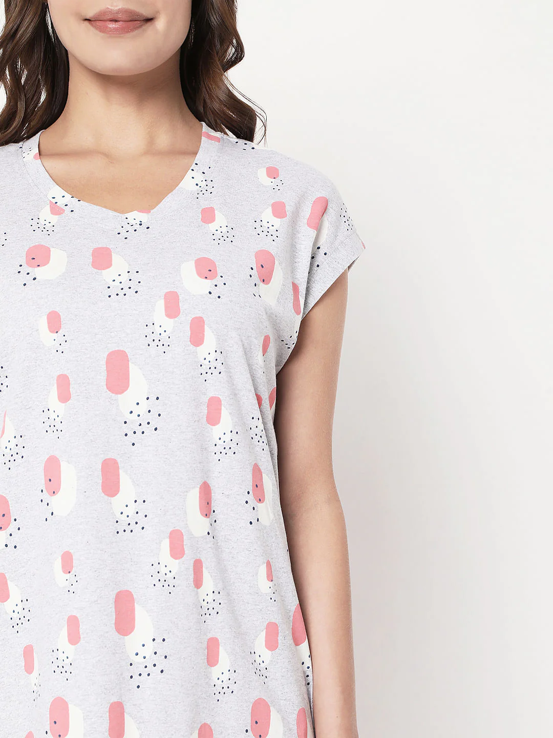 Grey Printed Night Dress - Image 6