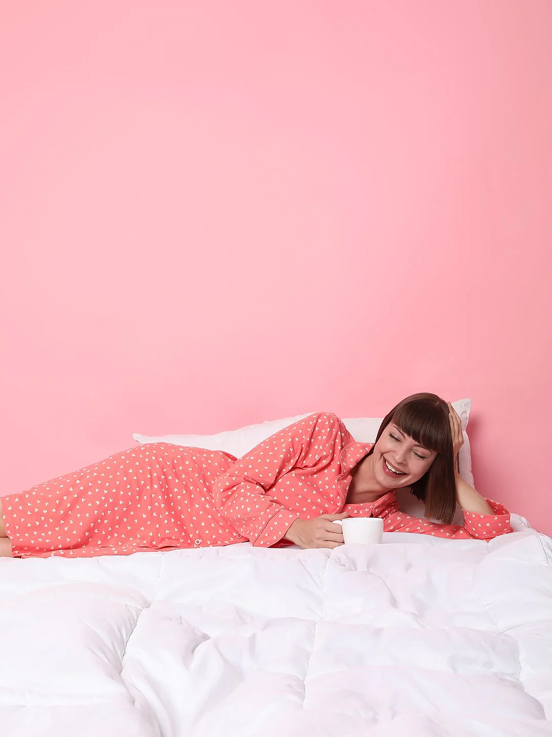 Pink Printed Night Dress