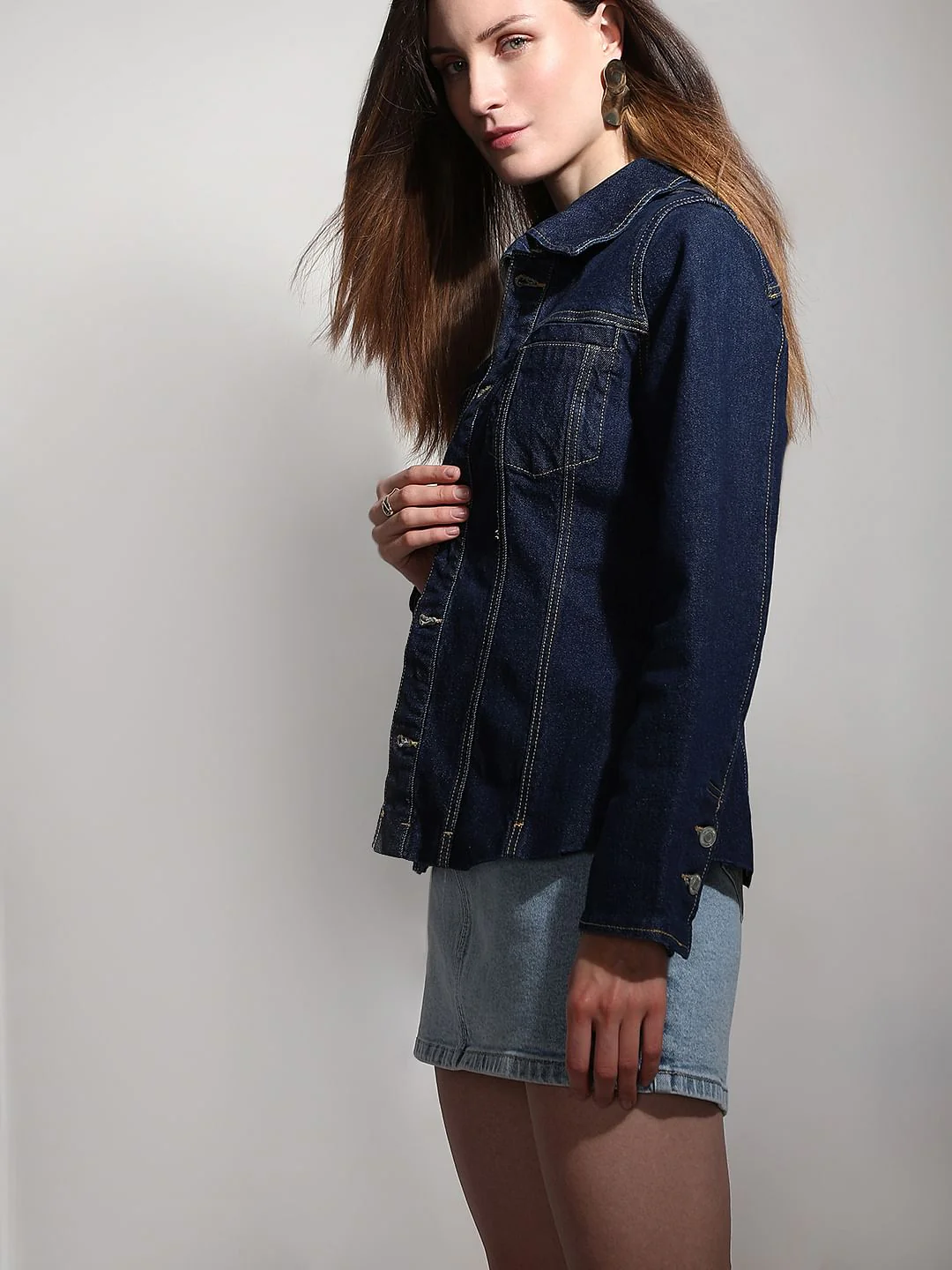 Dark Blue Panel Denim Shirt