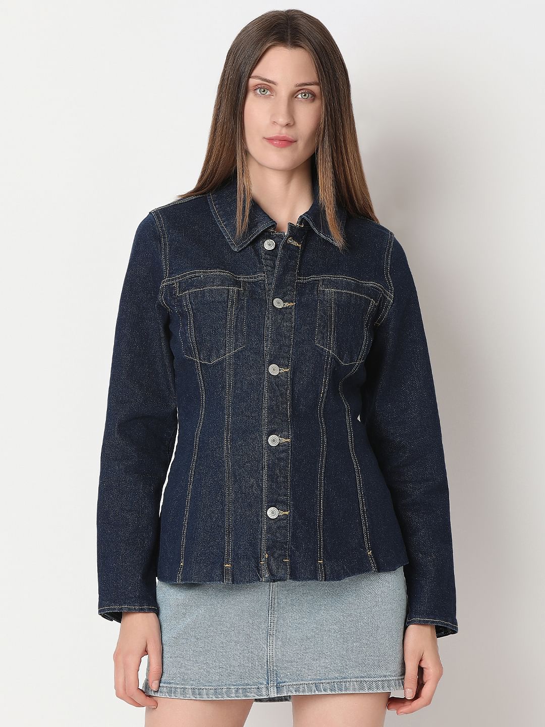 Dark Blue Panel Denim Shirt - Image 2