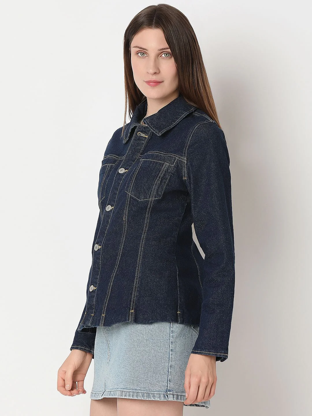 Dark Blue Panel Denim Shirt - Image 3