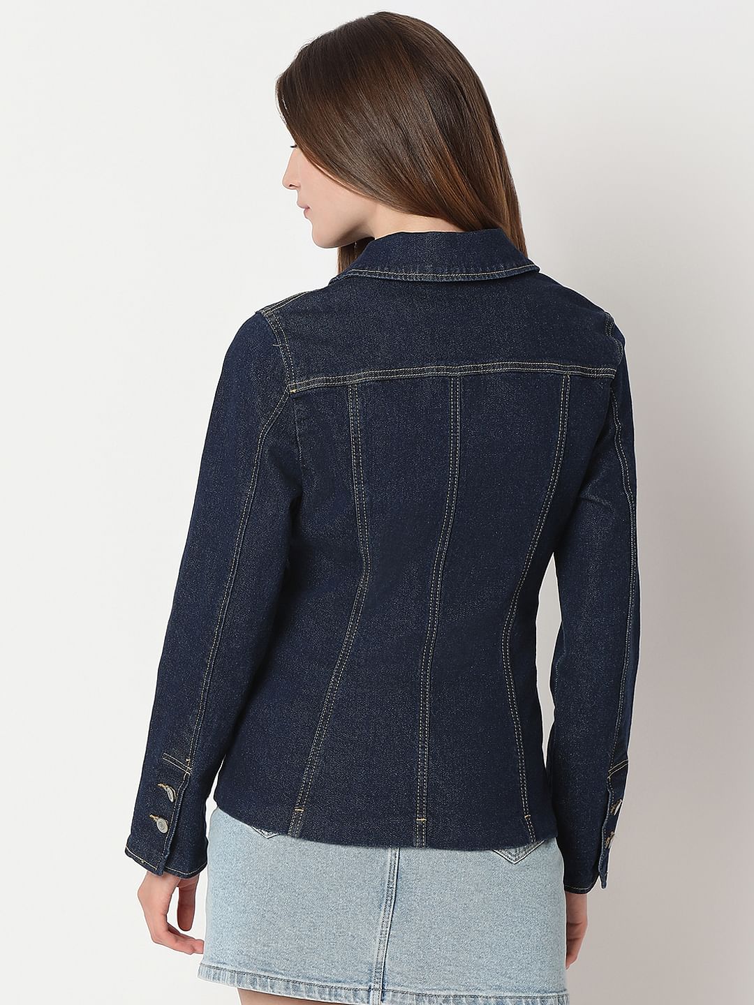 Dark Blue Panel Denim Shirt - Image 4