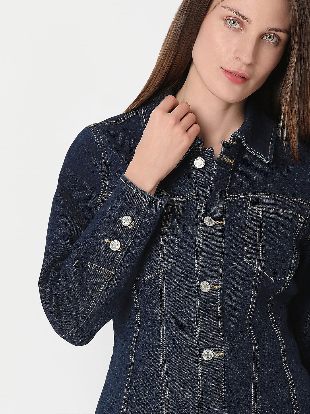 Dark Blue Panel Denim Shirt - Image 6