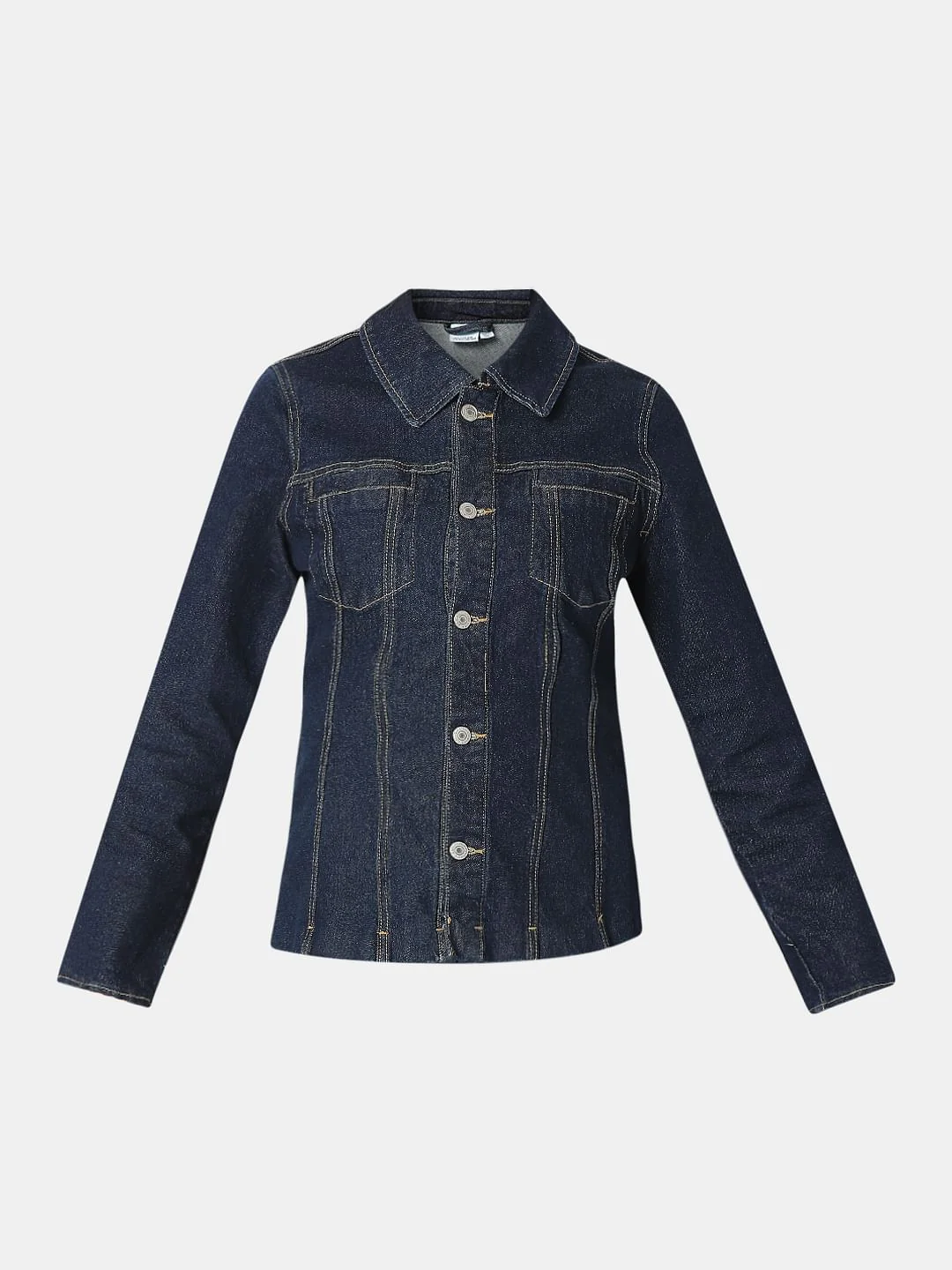 Dark Blue Panel Denim Shirt - Image 7