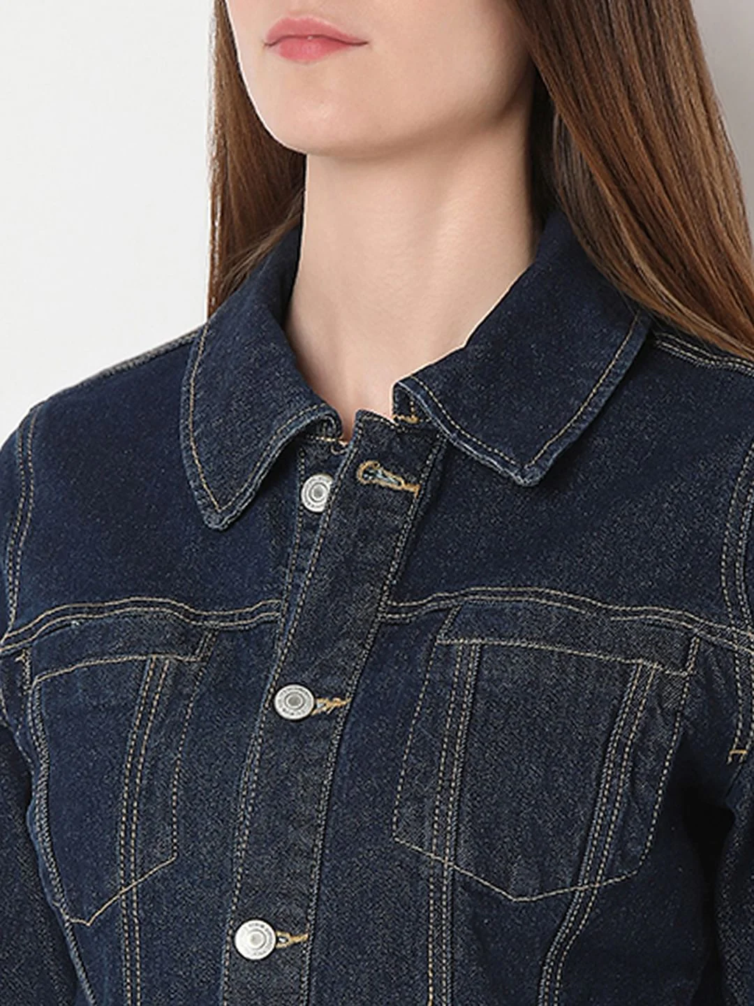 Dark Blue Panel Denim Shirt - Image 8