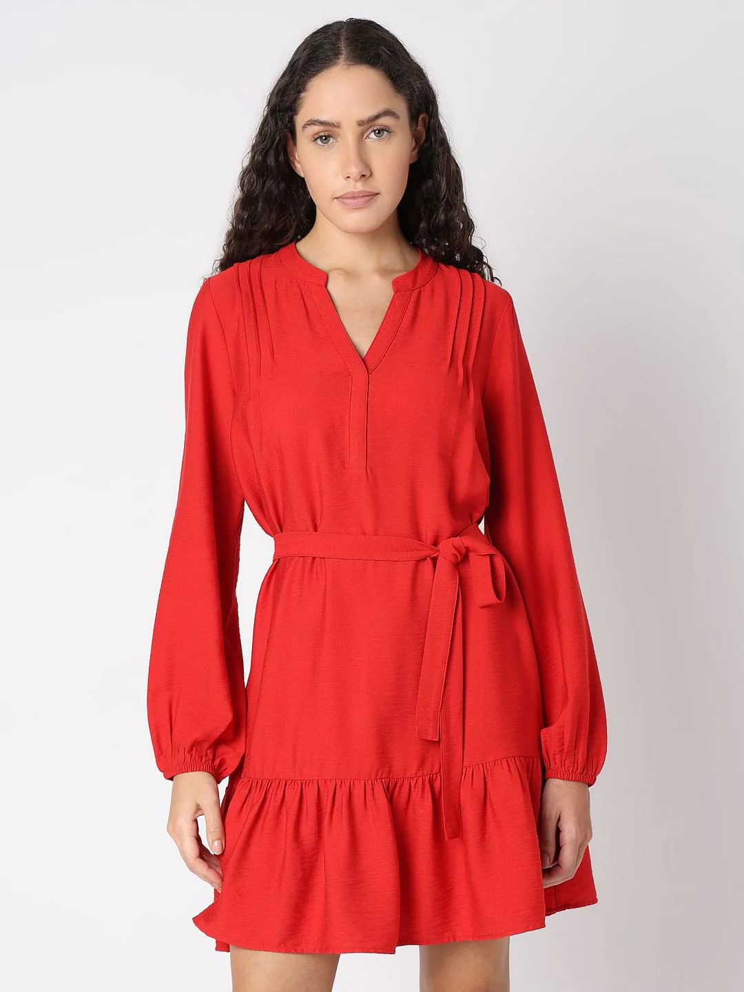 Red Belted Short Dress - Image 2
