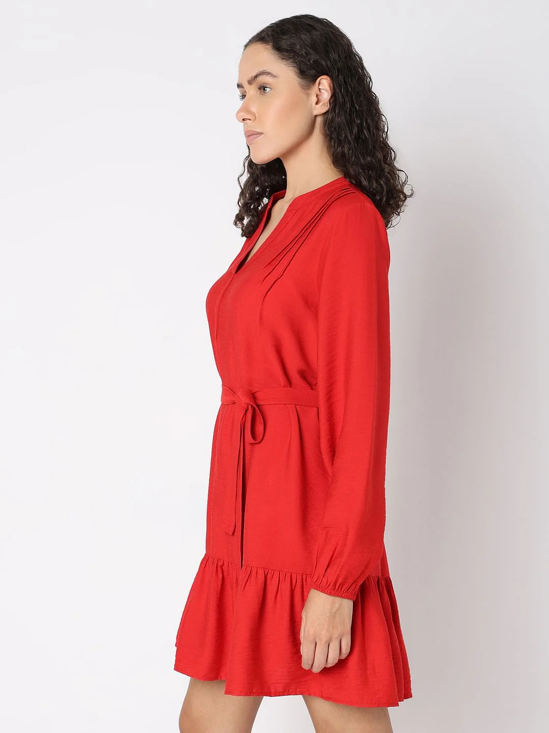 Red Belted Short Dress - Image 3