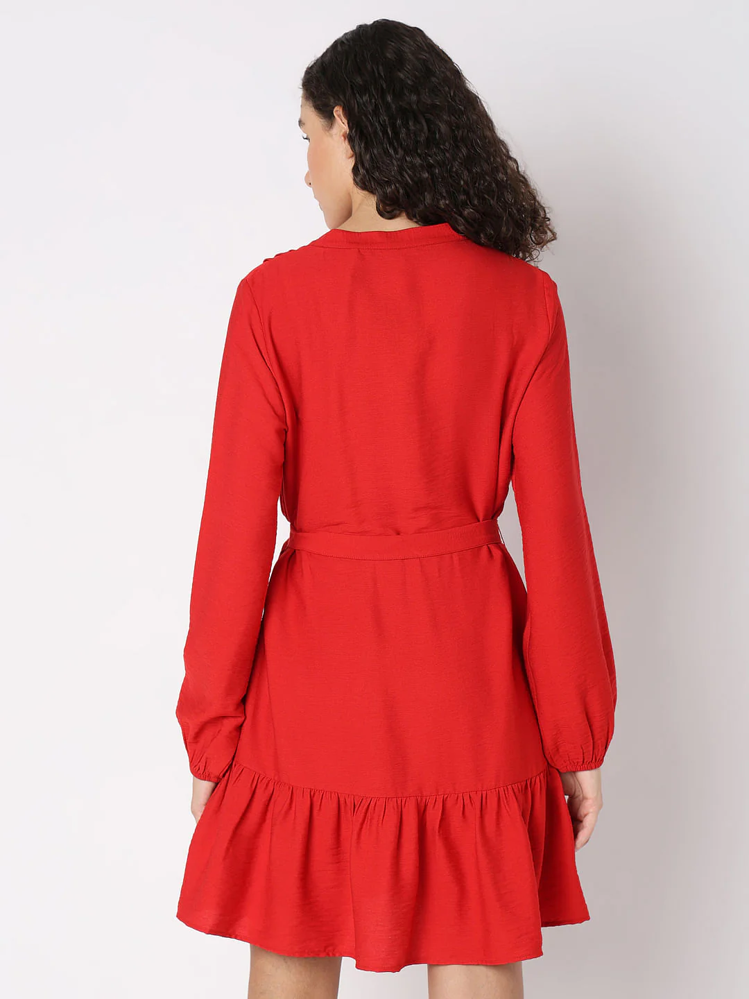 Red Belted Short Dress - Image 4