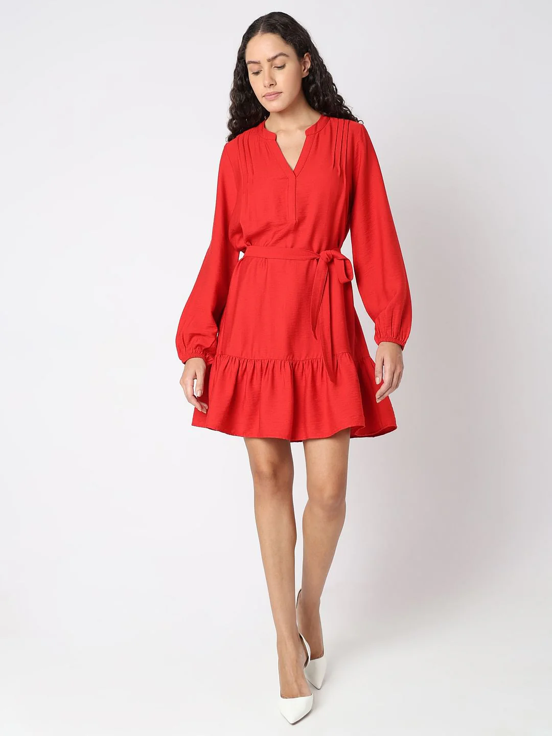 Red Belted Short Dress - Image 5