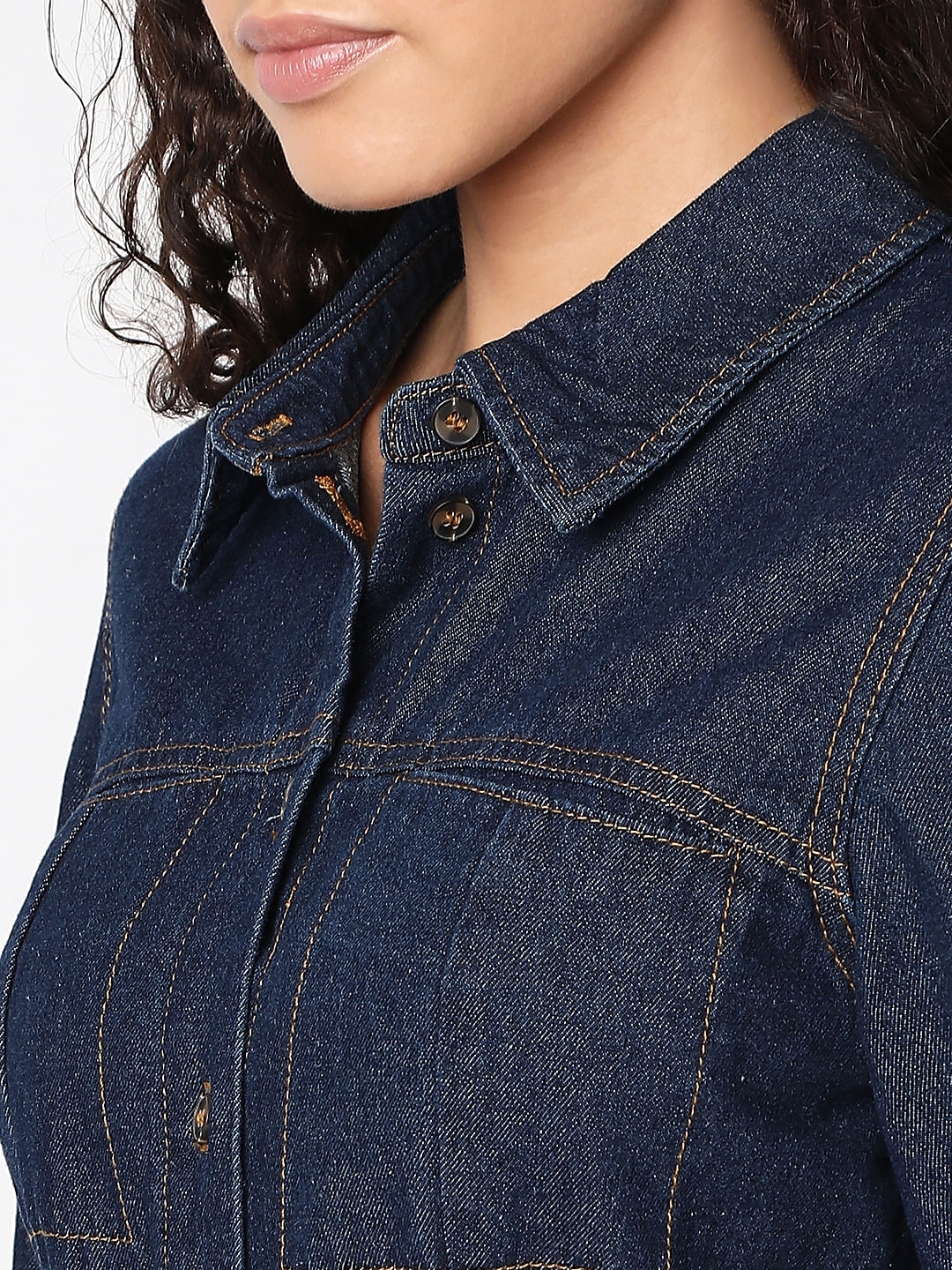 Dark Blue Denim Midi Dress - Image 6