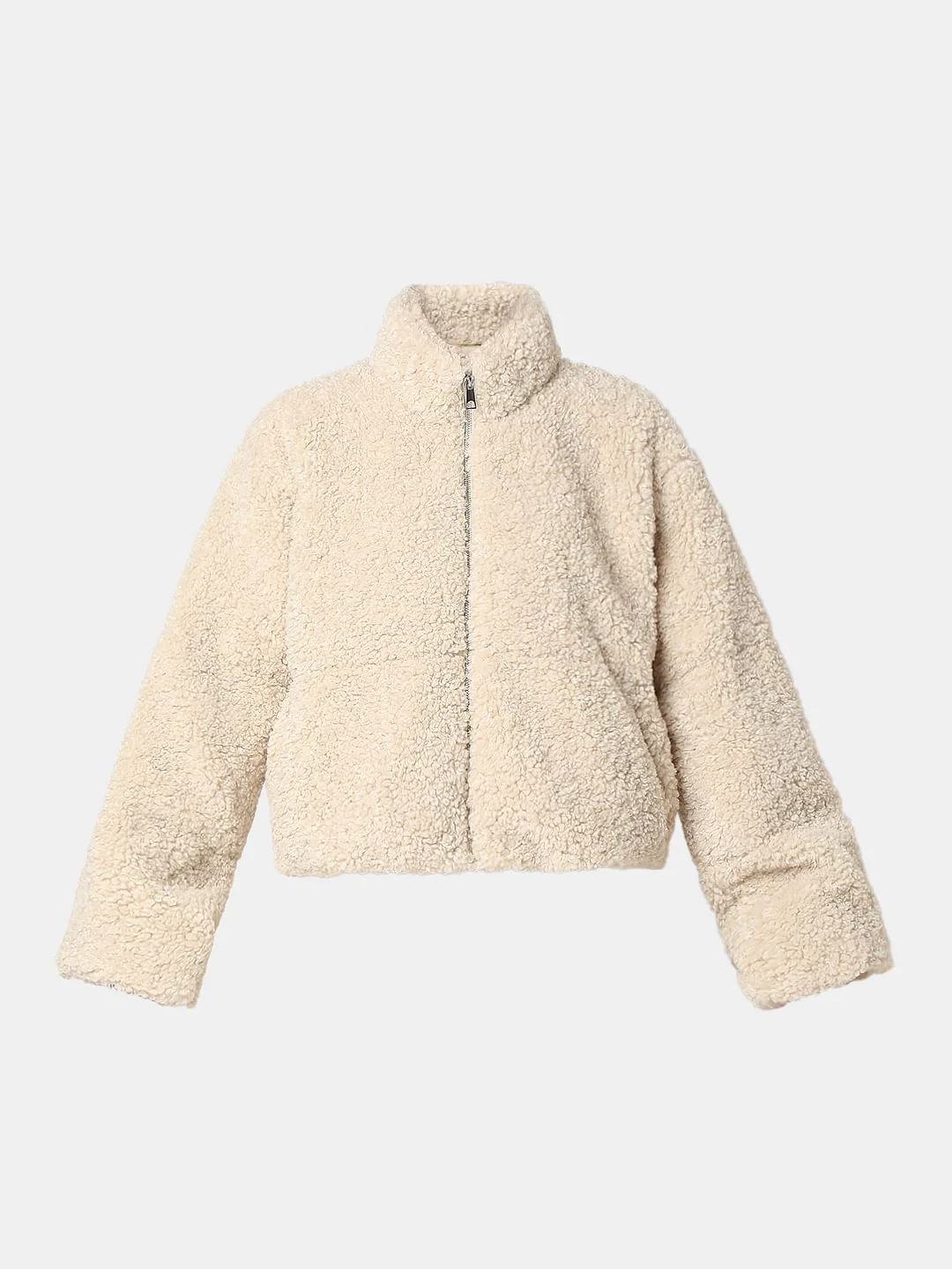 Beige Short Teddy Jacket - Image 7