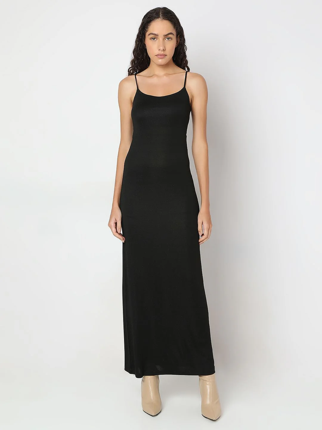 Black Shimmer Singlet Maxi Dress - Image 2