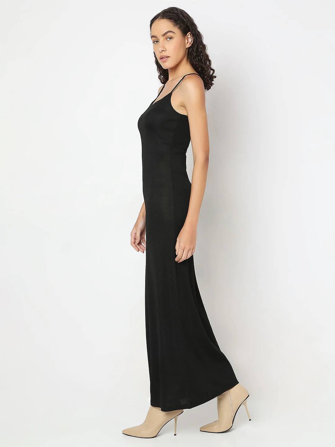 Black Shimmer Singlet Maxi Dress - Image 3