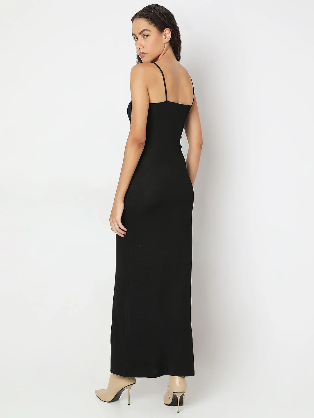 Black Shimmer Singlet Maxi Dress - Image 4