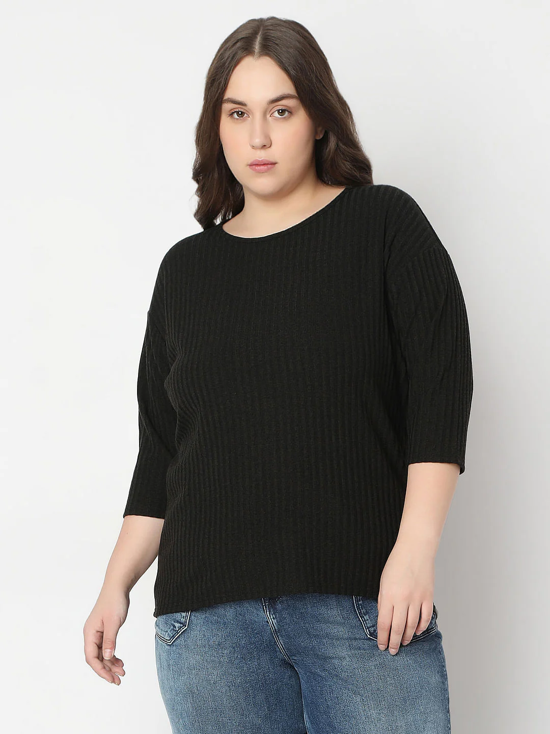 Curve Black Round Neck Top - Image 2