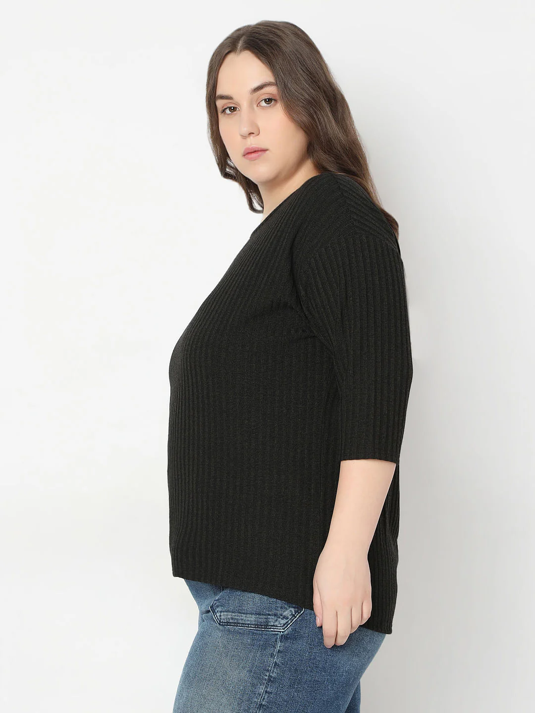 Curve Black Round Neck Top - Image 3