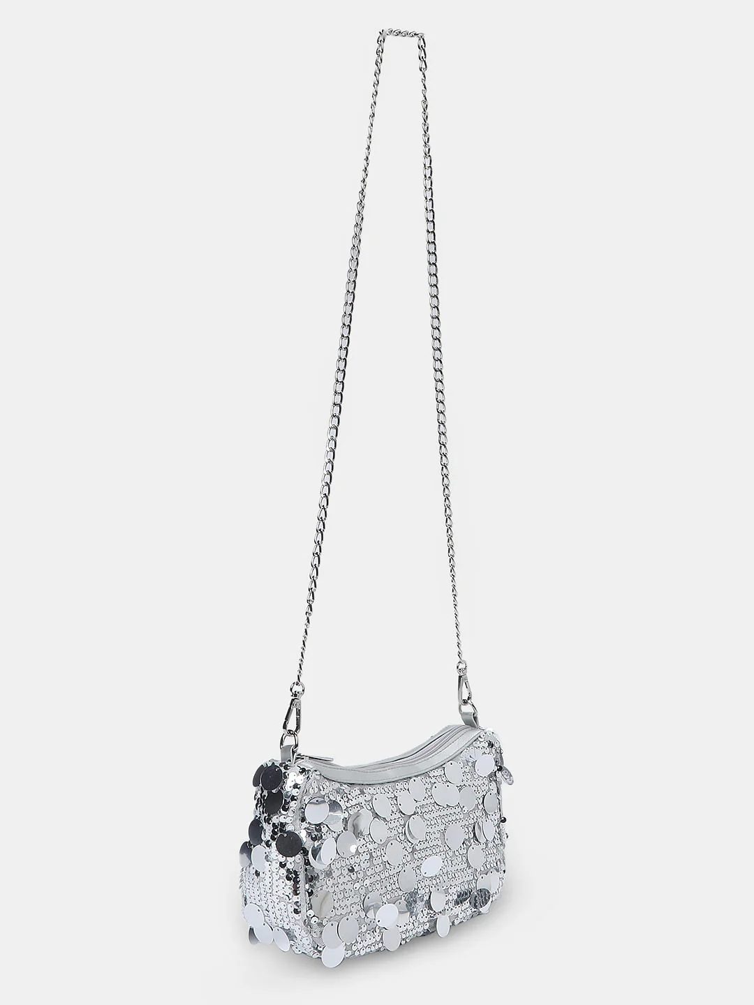 Silver Sequin Crossbody Bag - Image 3