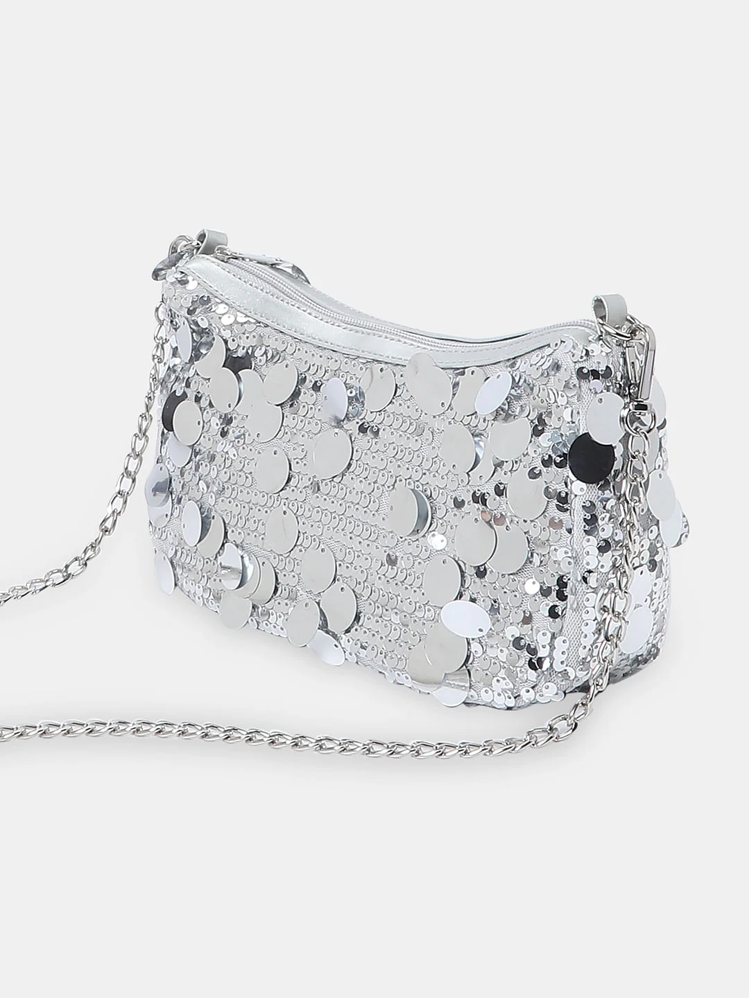 Silver Sequin Crossbody Bag - Image 4