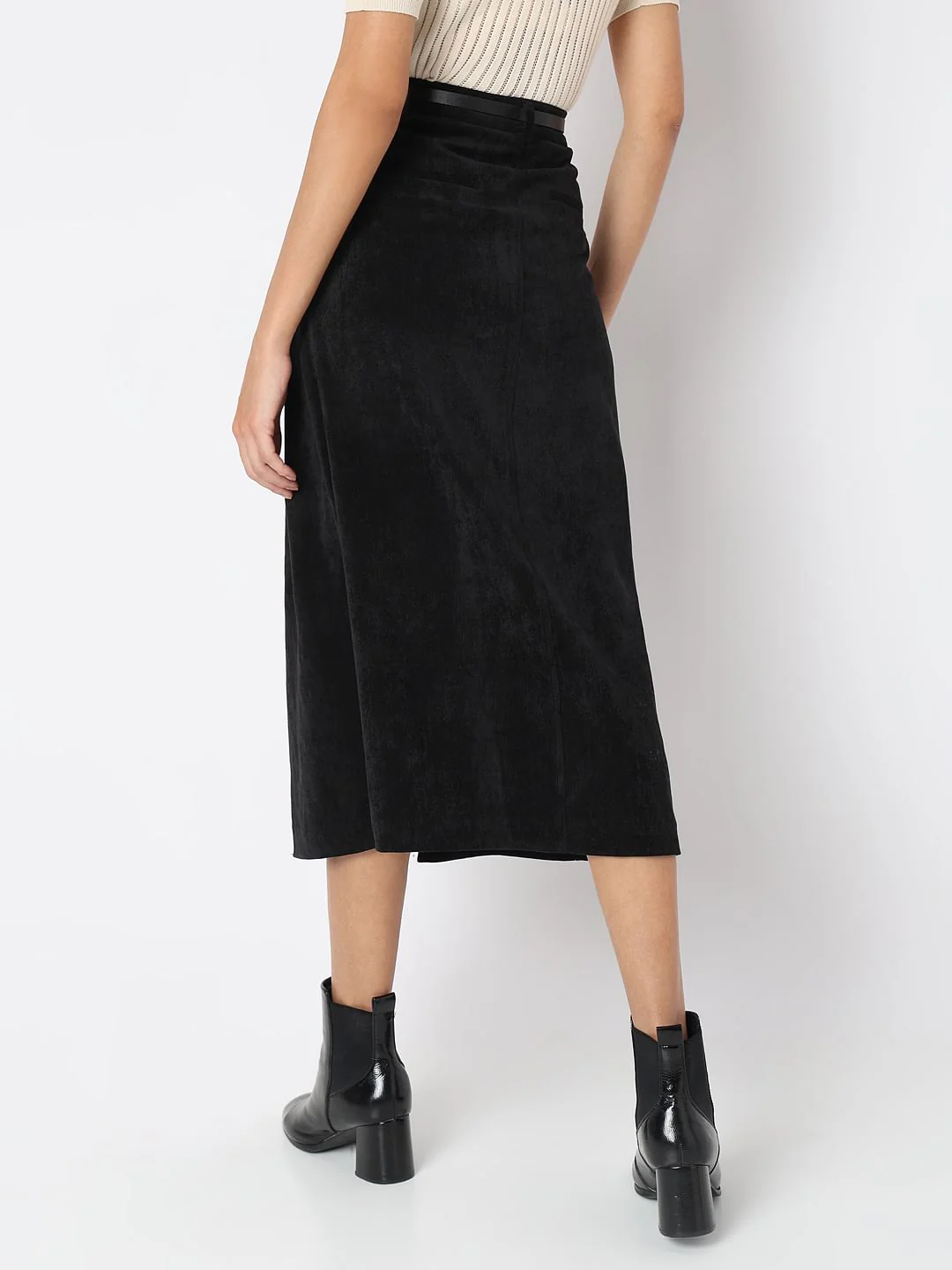 Black Mid Rise Slit Skirt - Image 4
