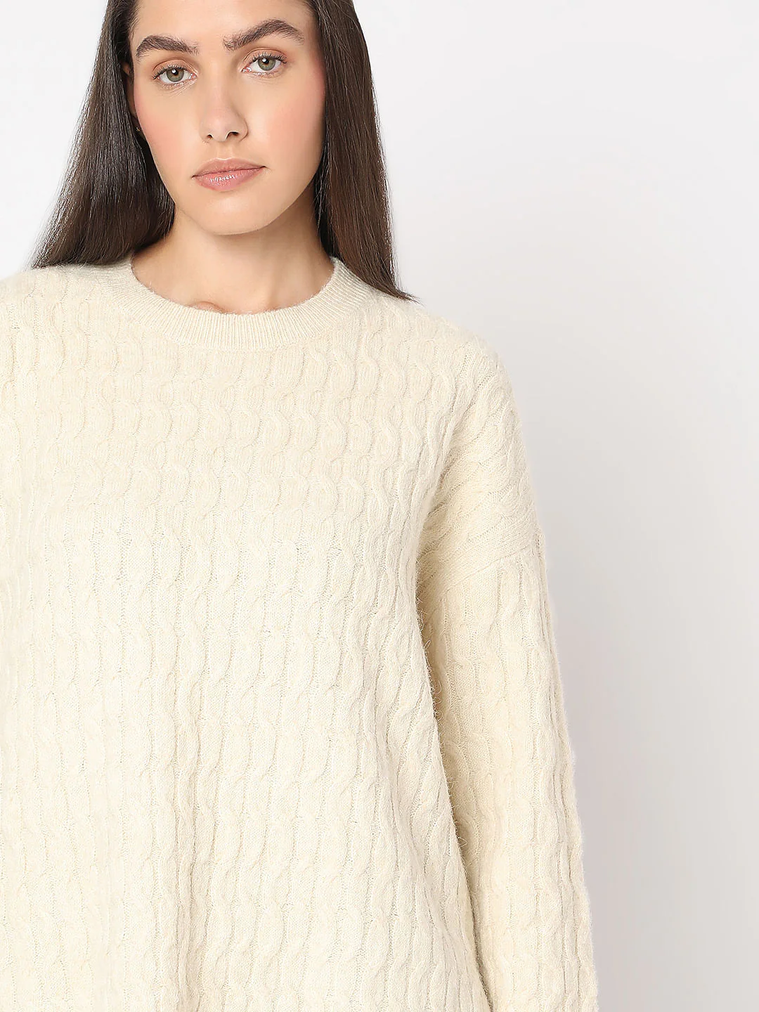 Beige Oversized Knit Pullover - Image 6