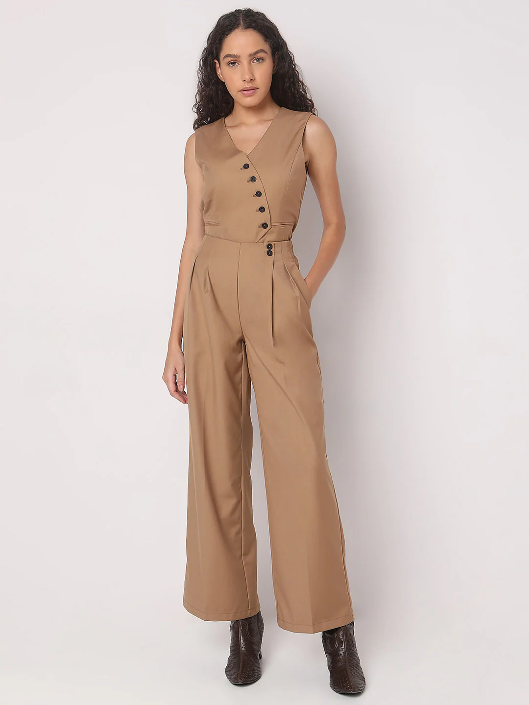 Beige Wide Leg Pant - Image 5