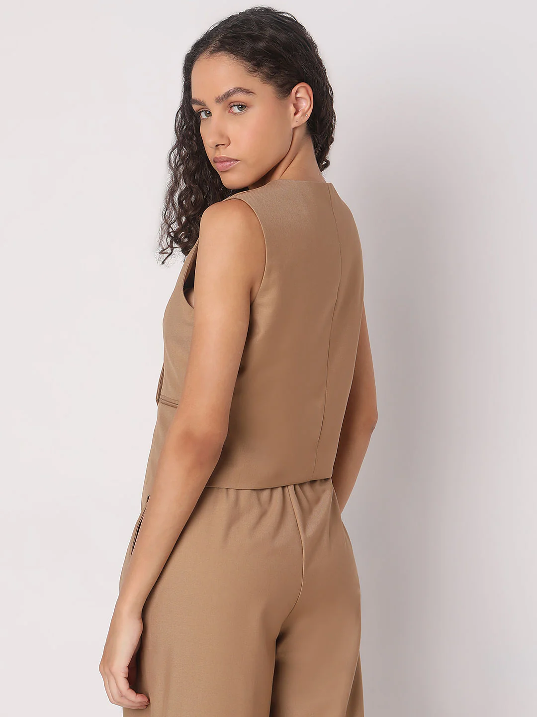 Brown Co-Ord Set Waistcoat - Image 4