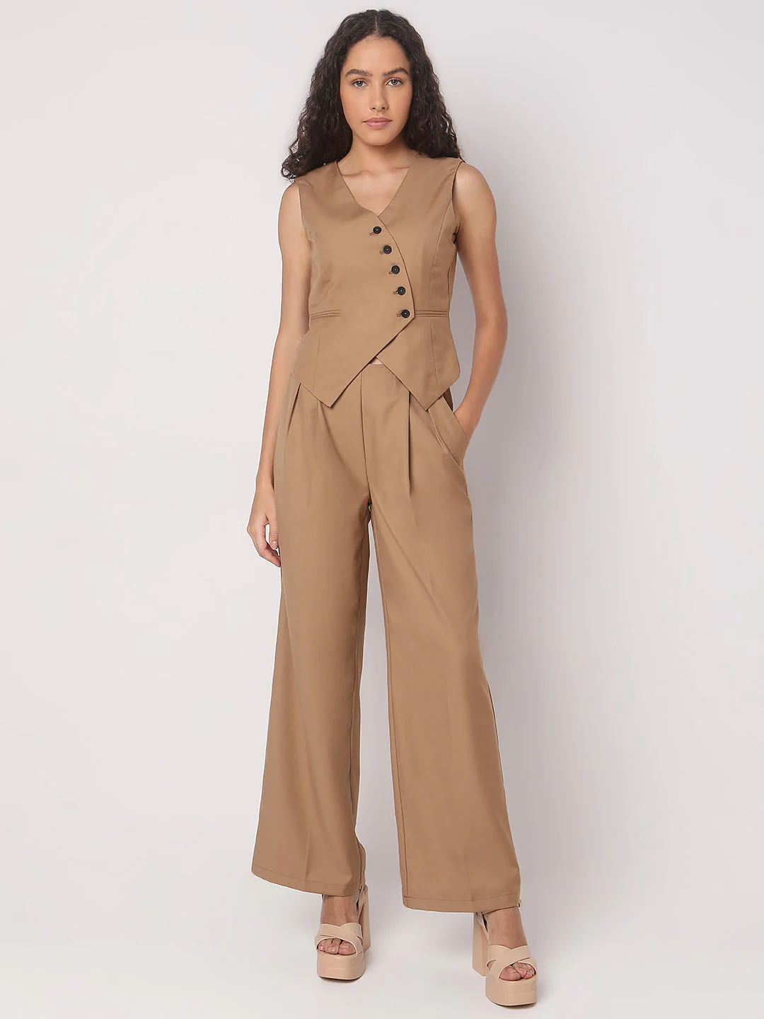 Brown Co-Ord Set Waistcoat - Image 5