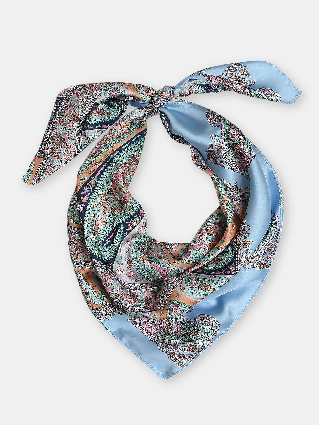 Light Blue Paisley Print Scarf - Image 2