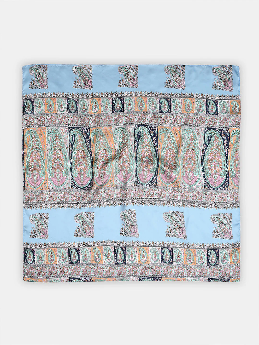 Light Blue Paisley Print Scarf - Image 3