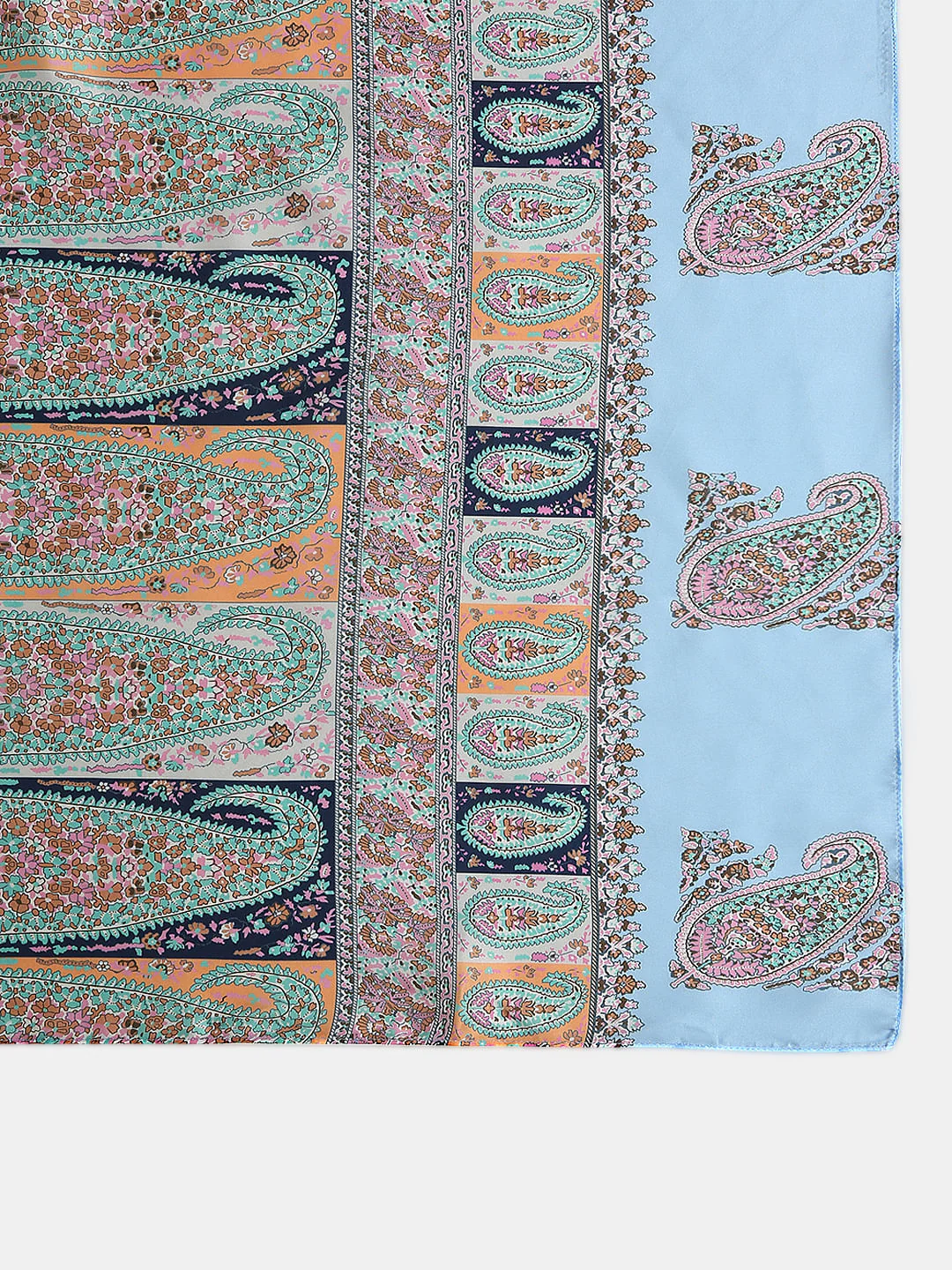 Light Blue Paisley Print Scarf - Image 4