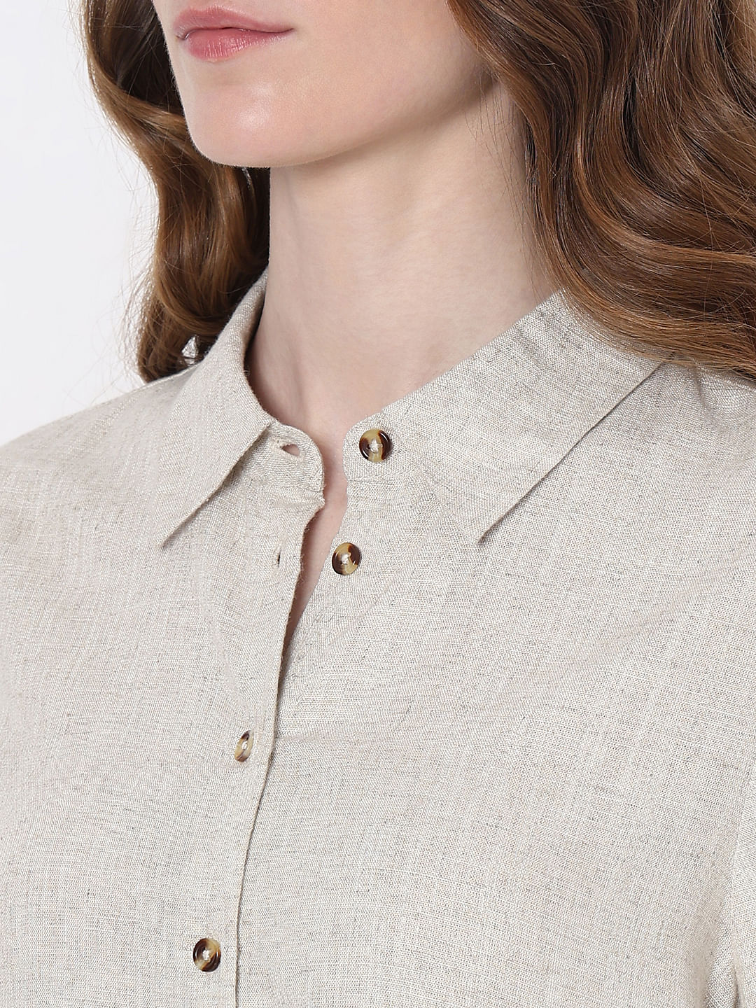 Vero Moa Beige Linen Co-Ord Set Shirt - Image 8