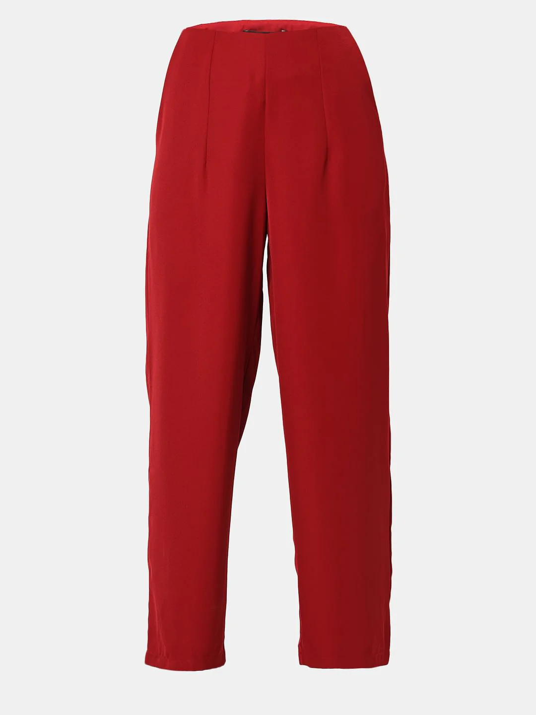 Red High Rise Straight Fit Pants - Image 7