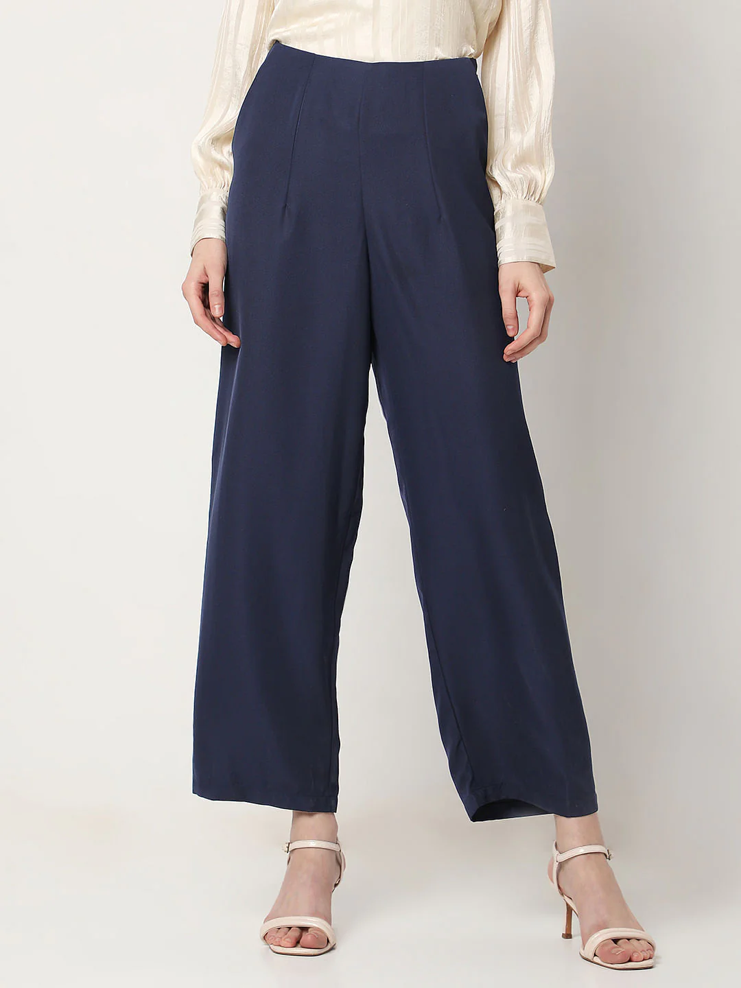 Navy Blue High Rise Straight Fit Pants - Image 2