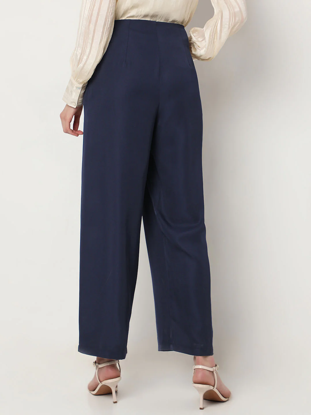 Navy Blue High Rise Straight Fit Pants - Image 4
