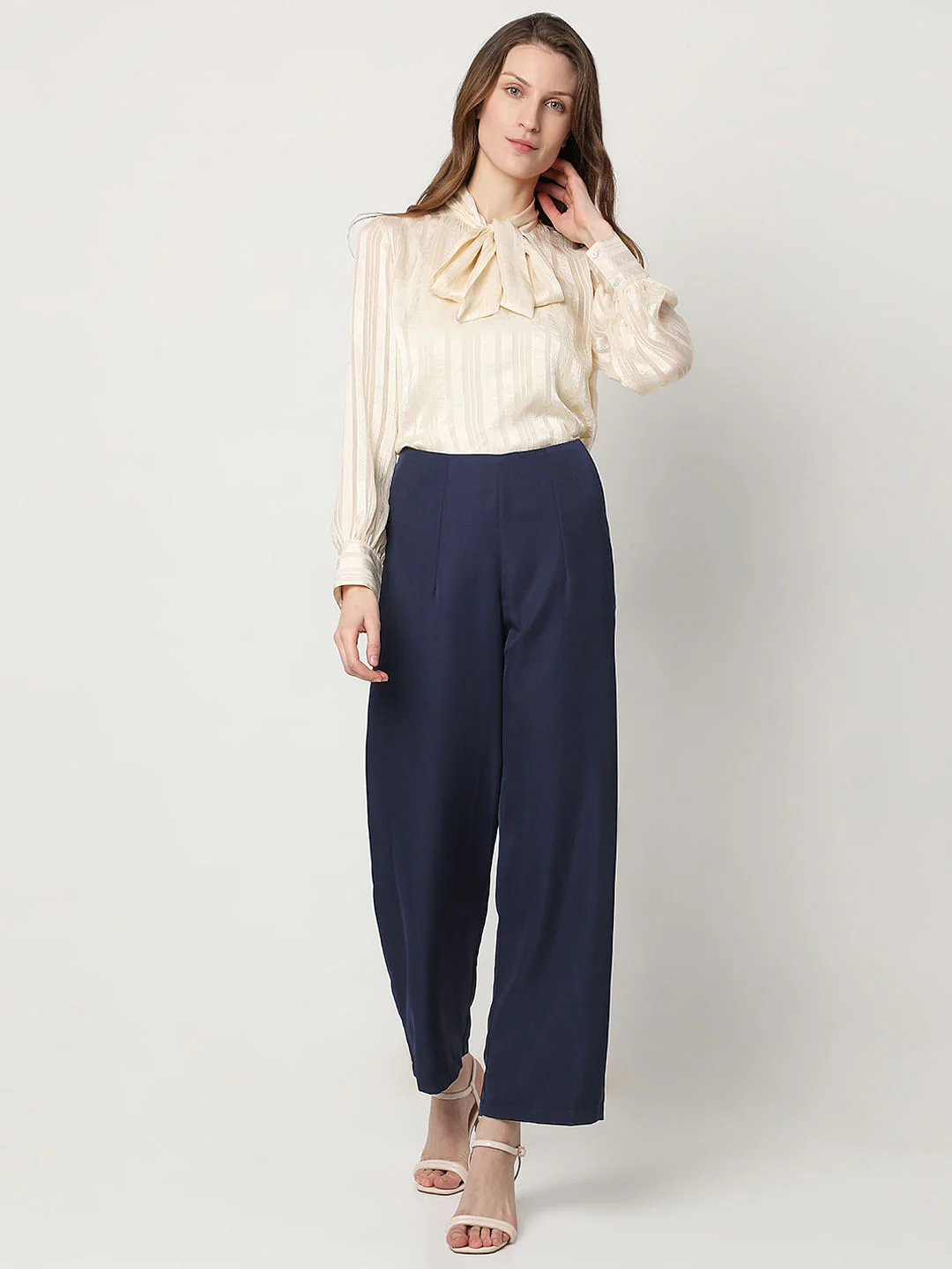 Navy Blue High Rise Straight Fit Pants - Image 5