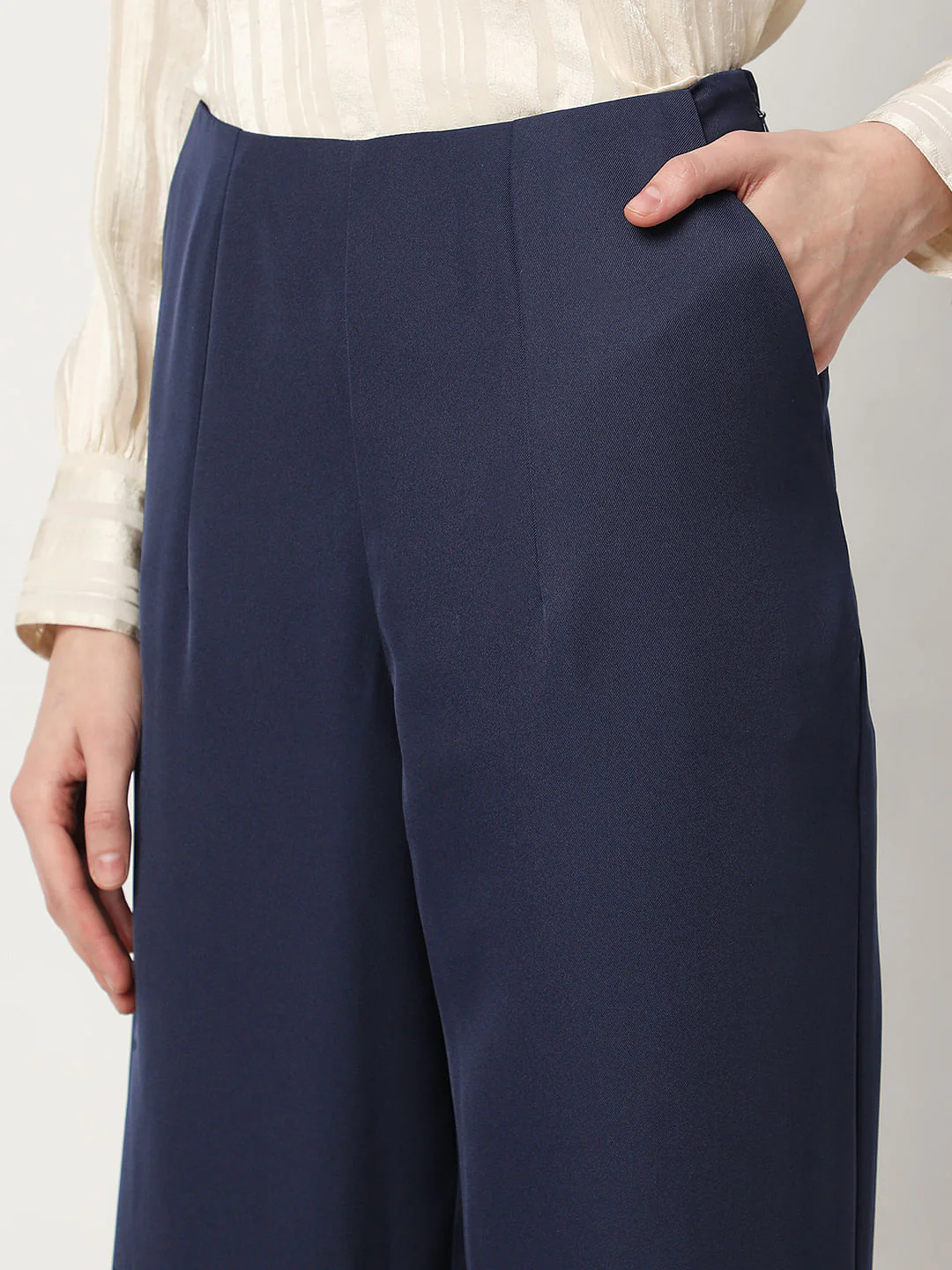 Navy Blue High Rise Straight Fit Pants - Image 6