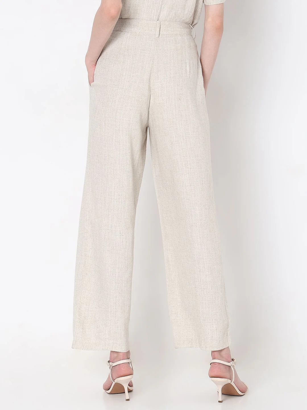 Beige Linen Co-Ord Set Pants - Image 4