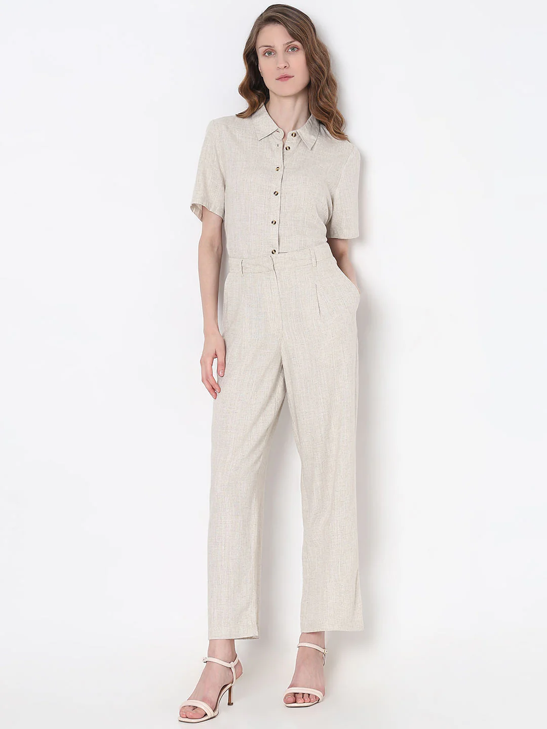 Beige Linen Co-Ord Set Pants - Image 5