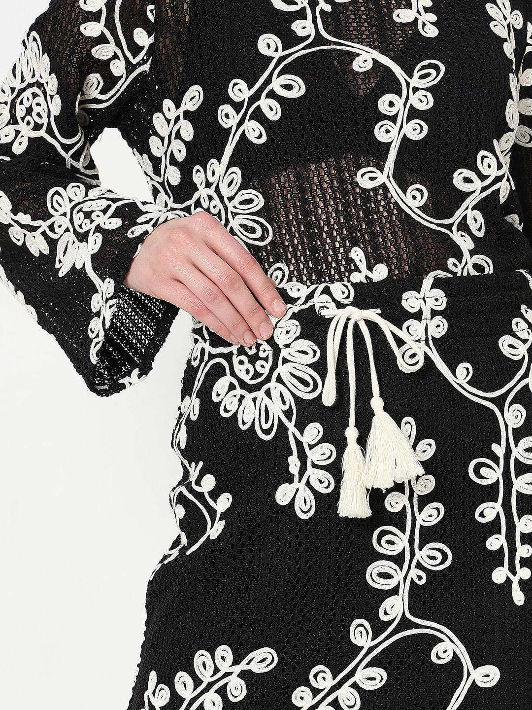 Black Embroidered Co-Ord Set Skirt - Image 6