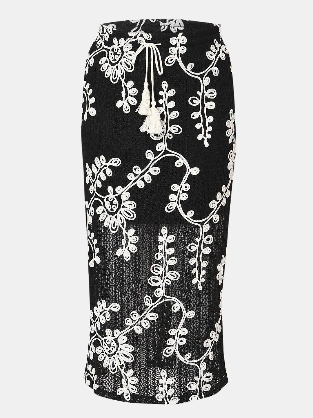 Black Embroidered Co-Ord Set Skirt - Image 7