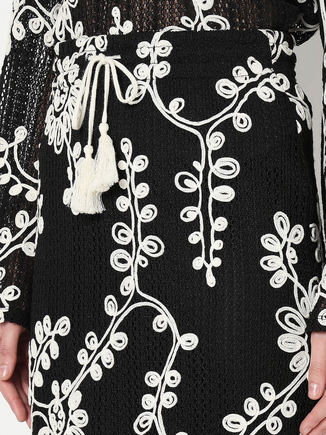 Black Embroidered Co-Ord Set Skirt - Image 8