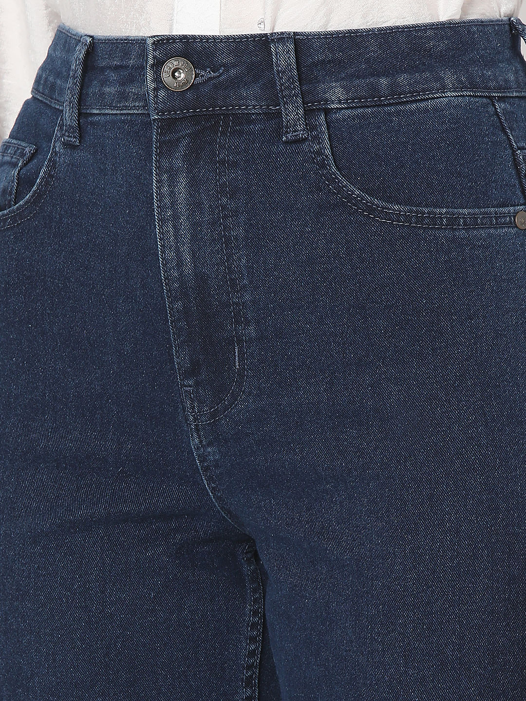 Dark Blue High Rise Flared Jeans - Image 8