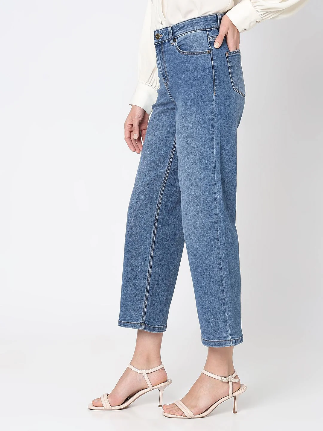 Blue High Rise Washed Zoey Wide-Leg Jeans - Image 3