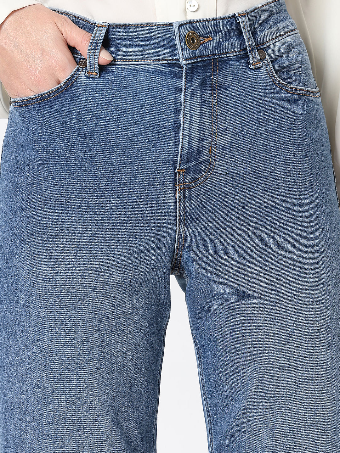 Blue High Rise Washed Zoey Wide-Leg Jeans - Image 6