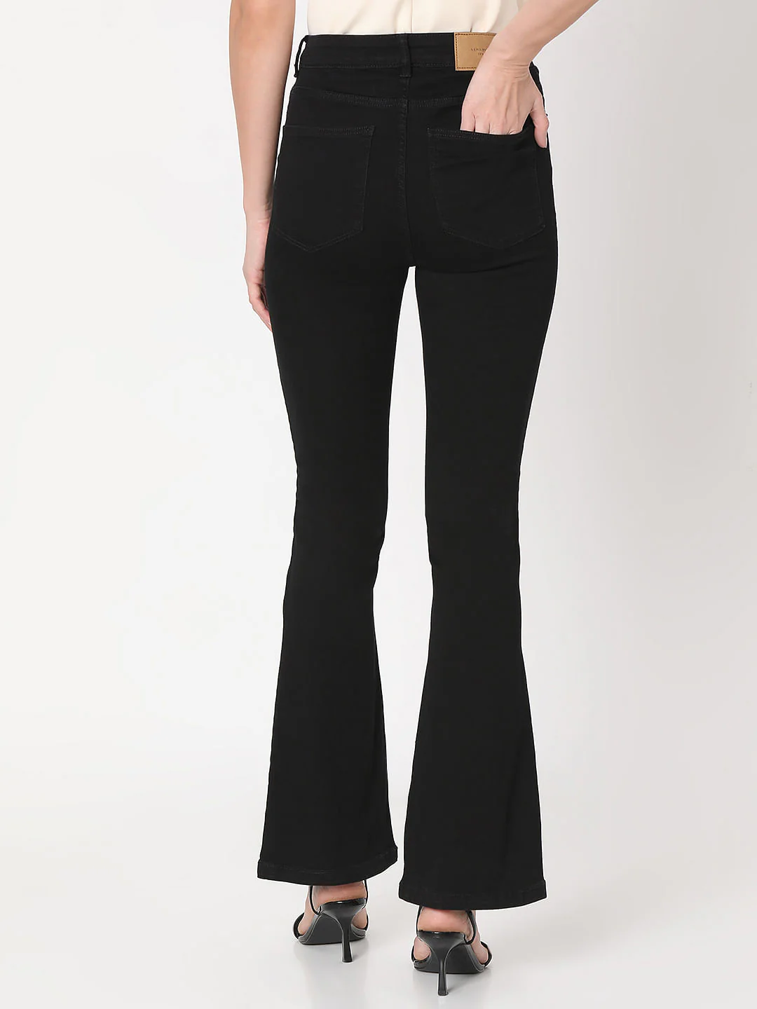 Black High Rise Flared Jeans - Image 4