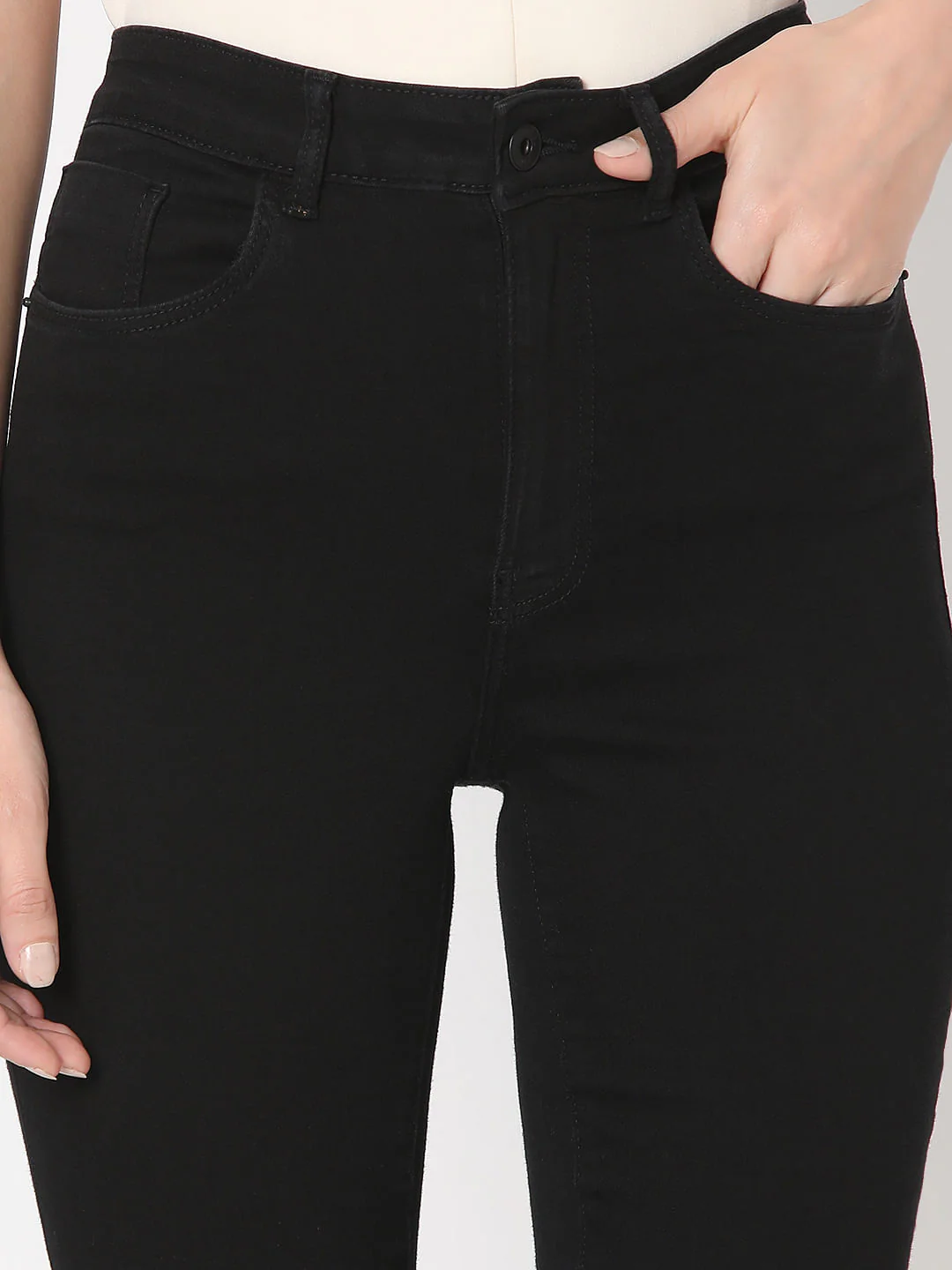Black High Rise Flared Jeans - Image 6