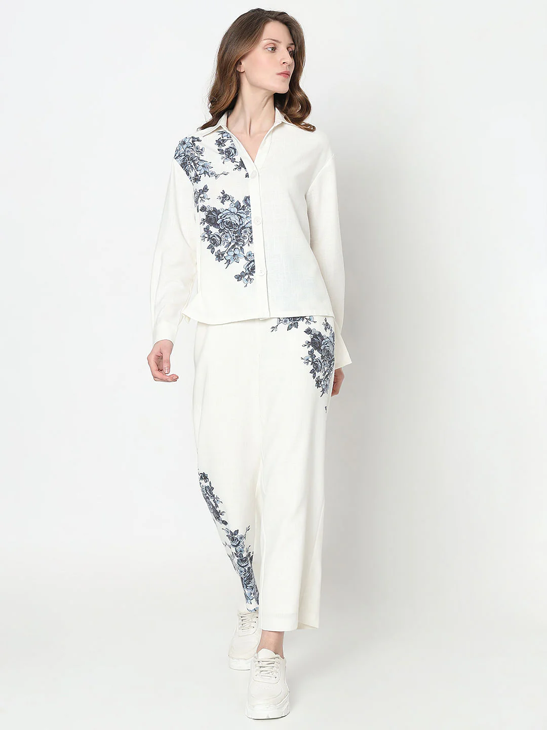 White Floral Co-Ord Set Shirt - Image 5