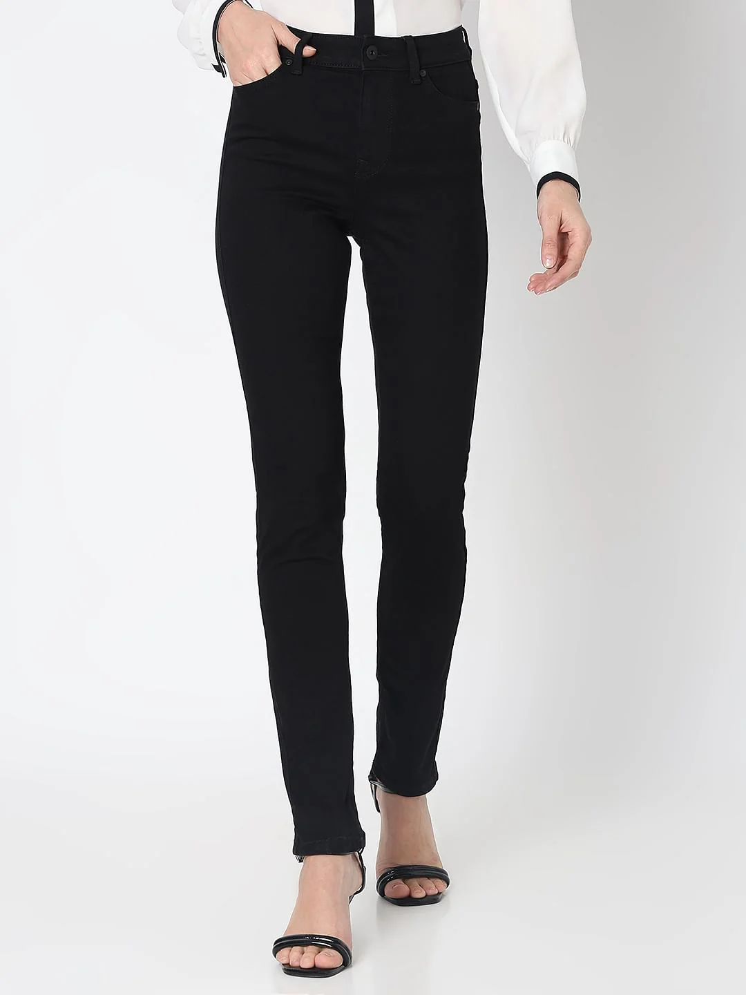 Black Mid Rise Wendy Skinny Fit Jeans - Image 2