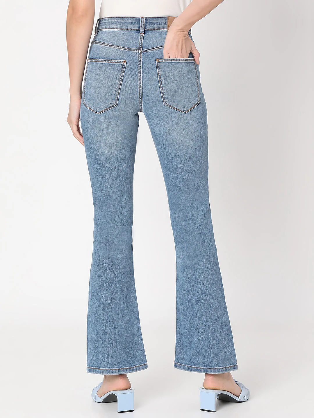 Light Blue High Rise Flared Jeans - Image 4